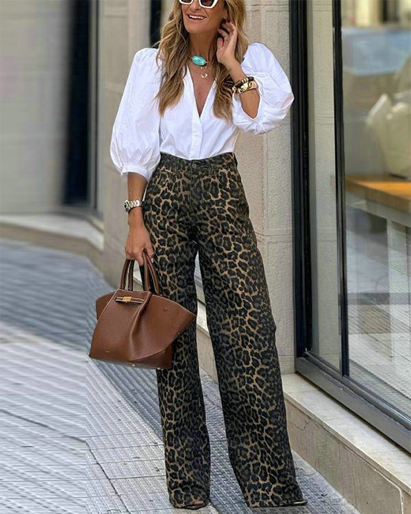 Bluse Und Hose Im Leopardenmuster Set