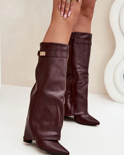 Facerya kniehohe Lederstiefel mit spitzer Zehe