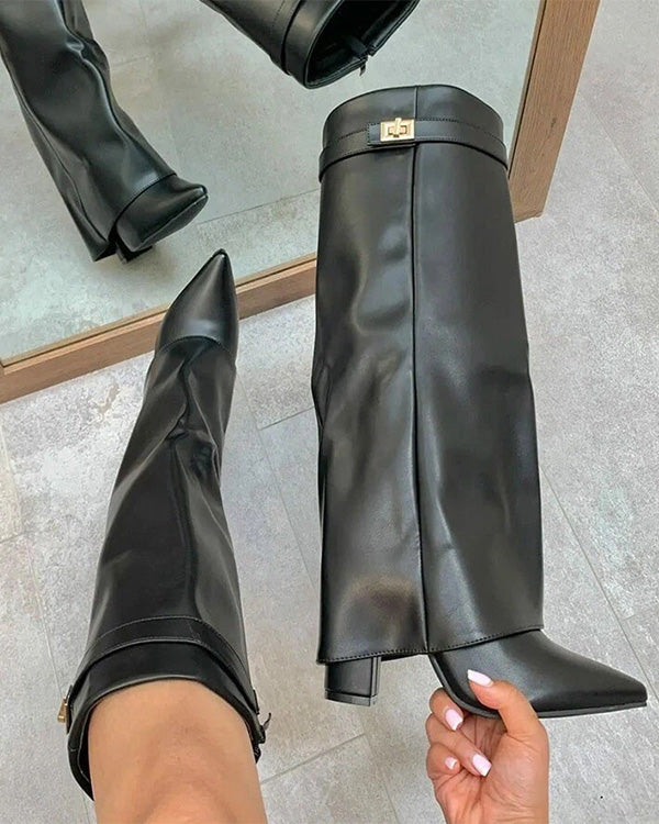 Facerya kniehohe Lederstiefel mit spitzer Zehe