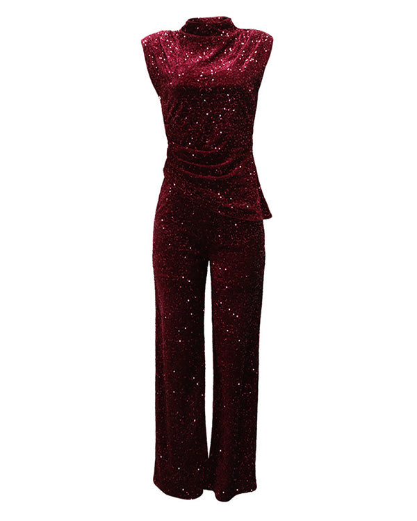 Facerya Shine Samt-Top und Hose Set
