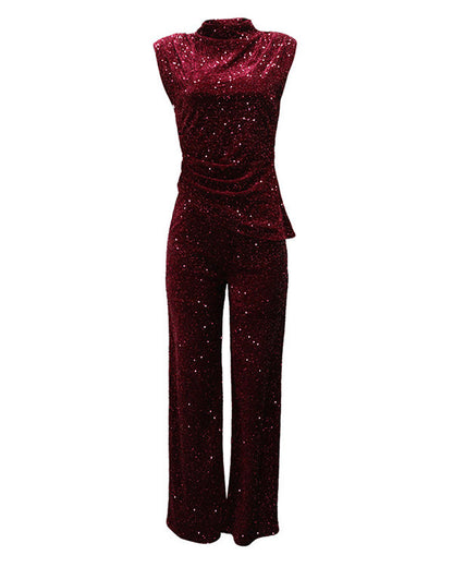 Facerya Shine Samt-Top und Hose Set