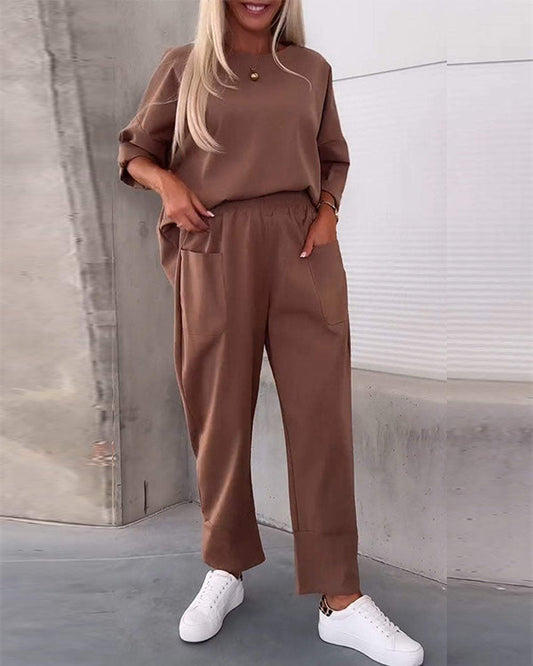 Facerya Freizeit T-Shirt und Bleistifthose Set