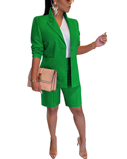 Facerya Freizeitanzug Blazer- und City-Shorts-Set (15 Farben)