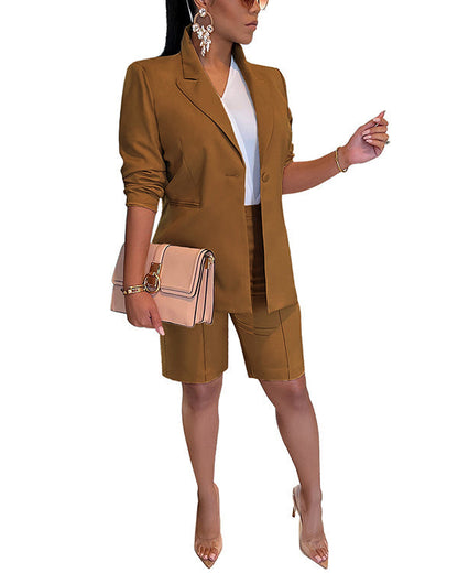 Facerya Freizeitanzug Blazer- und City-Shorts-Set (15 Farben)