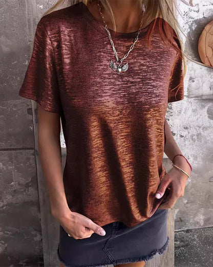 Facerya glänzendes Metallic-Glitzer-T-Shirt
