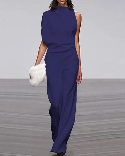 Facerya Ein-Schulter-Jumpsuit mit Stehkragen