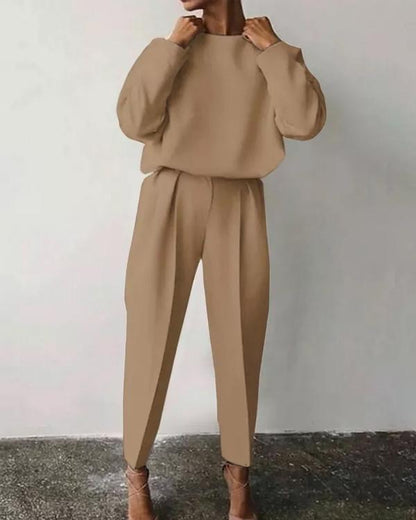 Facerya Anzug-Stil T-Shirt und Hose Set