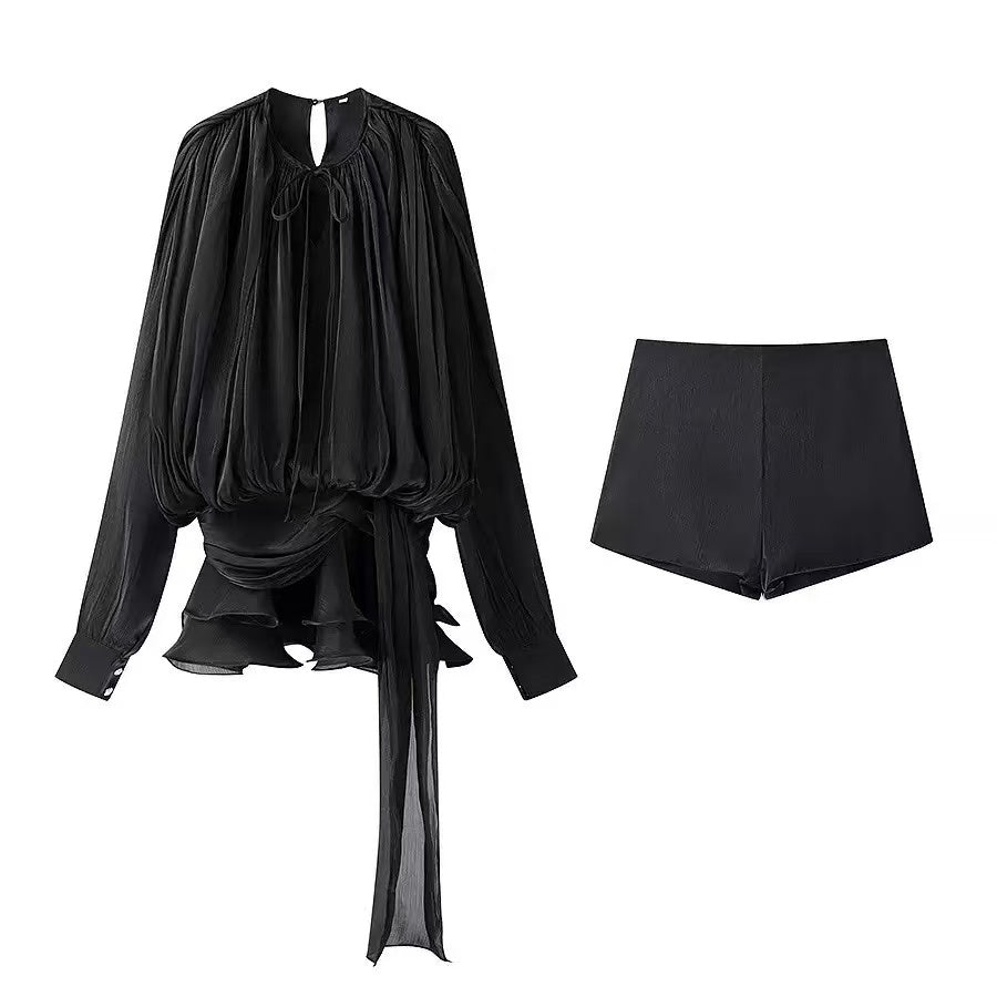 Facerya Satiniertes unregelmäßiges Mini-Kleid mit Rüschen