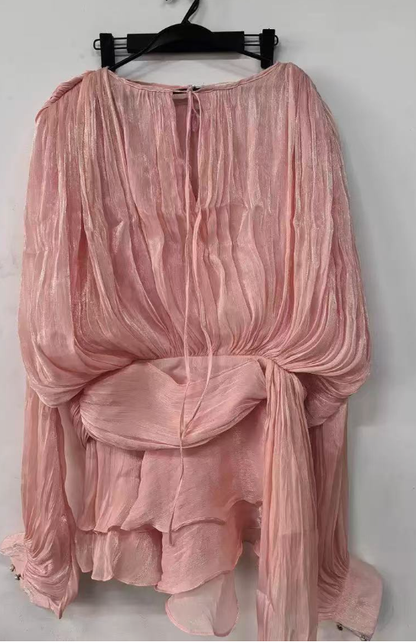 Facerya Satiniertes unregelmäßiges Mini-Kleid mit Rüschen