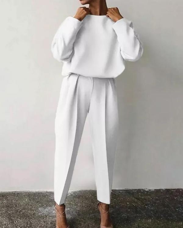 Facerya Anzug-Stil T-Shirt und Hose Set