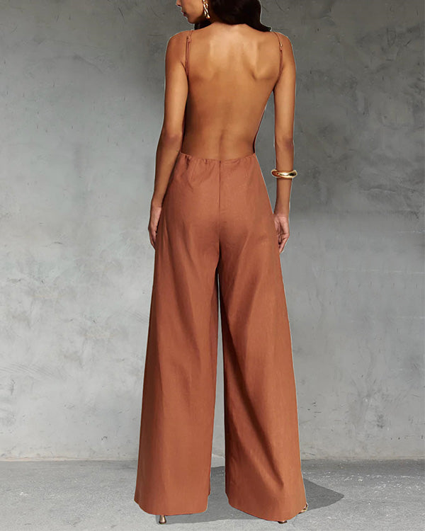 Facerya rückenfreier Jumpsuit mit weitem Bein