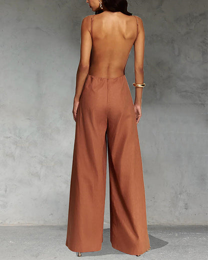 Facerya rückenfreier Jumpsuit mit weitem Bein