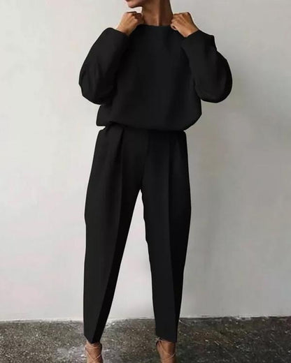 Facerya Anzug-Stil T-Shirt und Hose Set