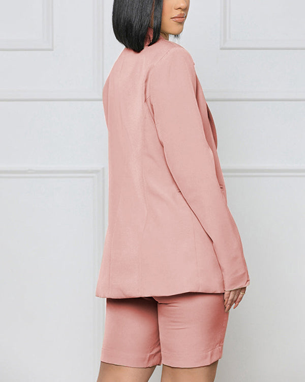 Facerya Freizeitanzug Blazer- und City-Shorts-Set (15 Farben)
