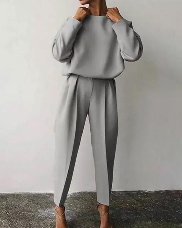 Facerya Anzug-Stil T-Shirt und Hose Set