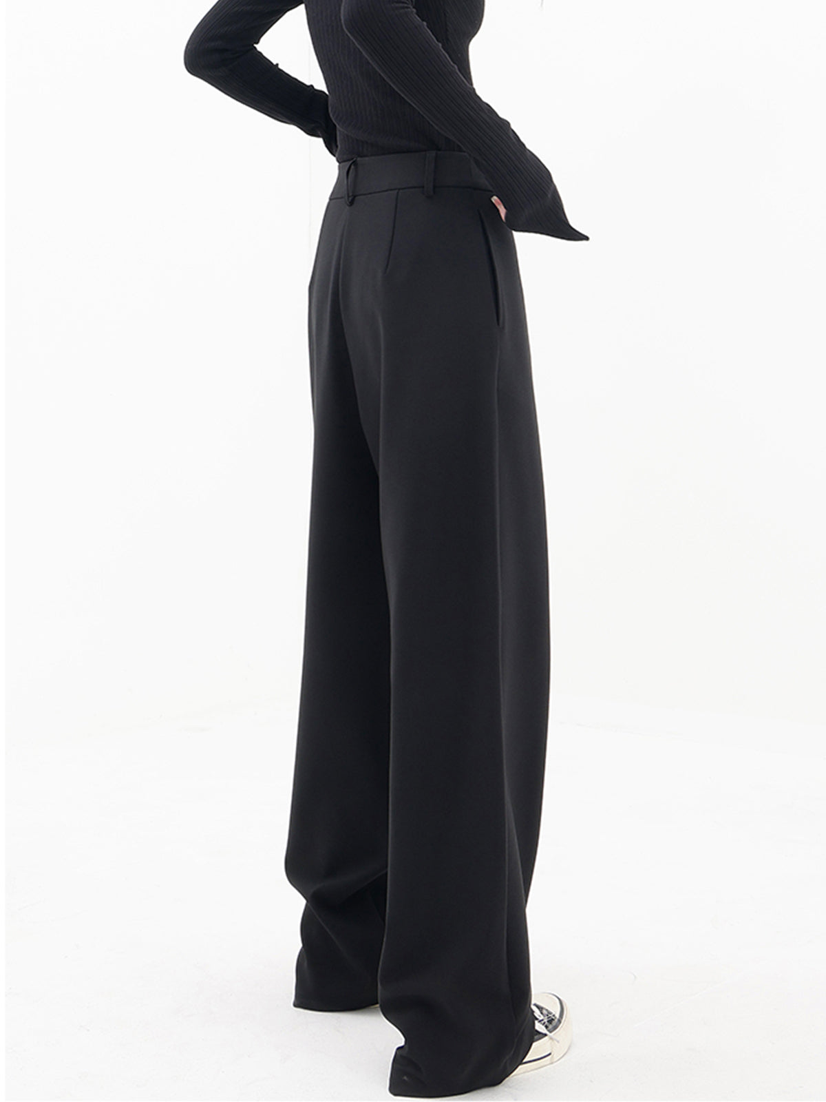 Asymmetrische Layer-Knopf-Weite-Bein-Hose
