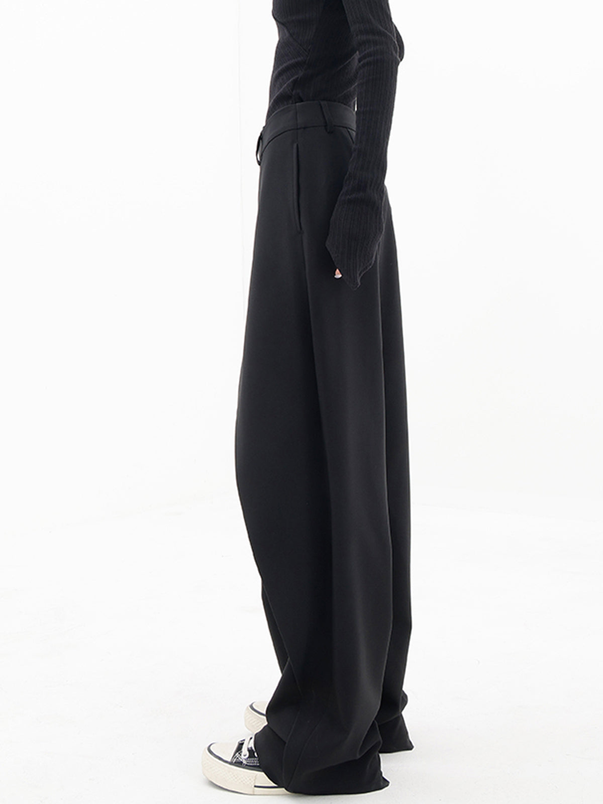 Asymmetrische Layer-Knopf-Weite-Bein-Hose