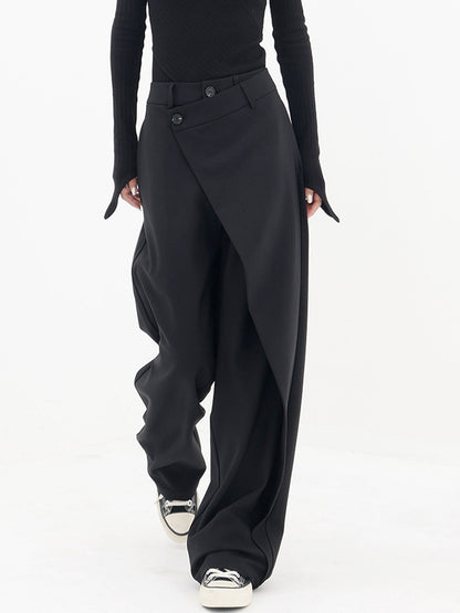 Asymmetrische Layer-Knopf-Weite-Bein-Hose
