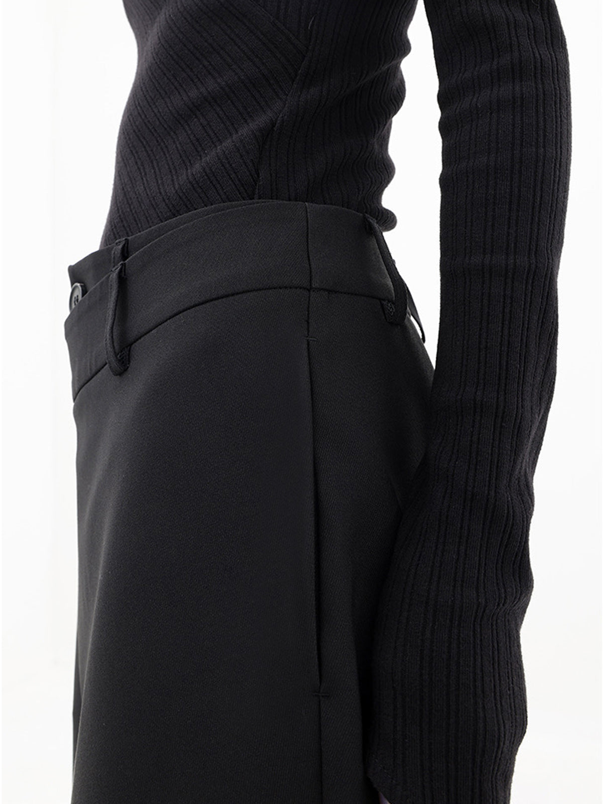 Asymmetrische Layer-Knopf-Weite-Bein-Hose