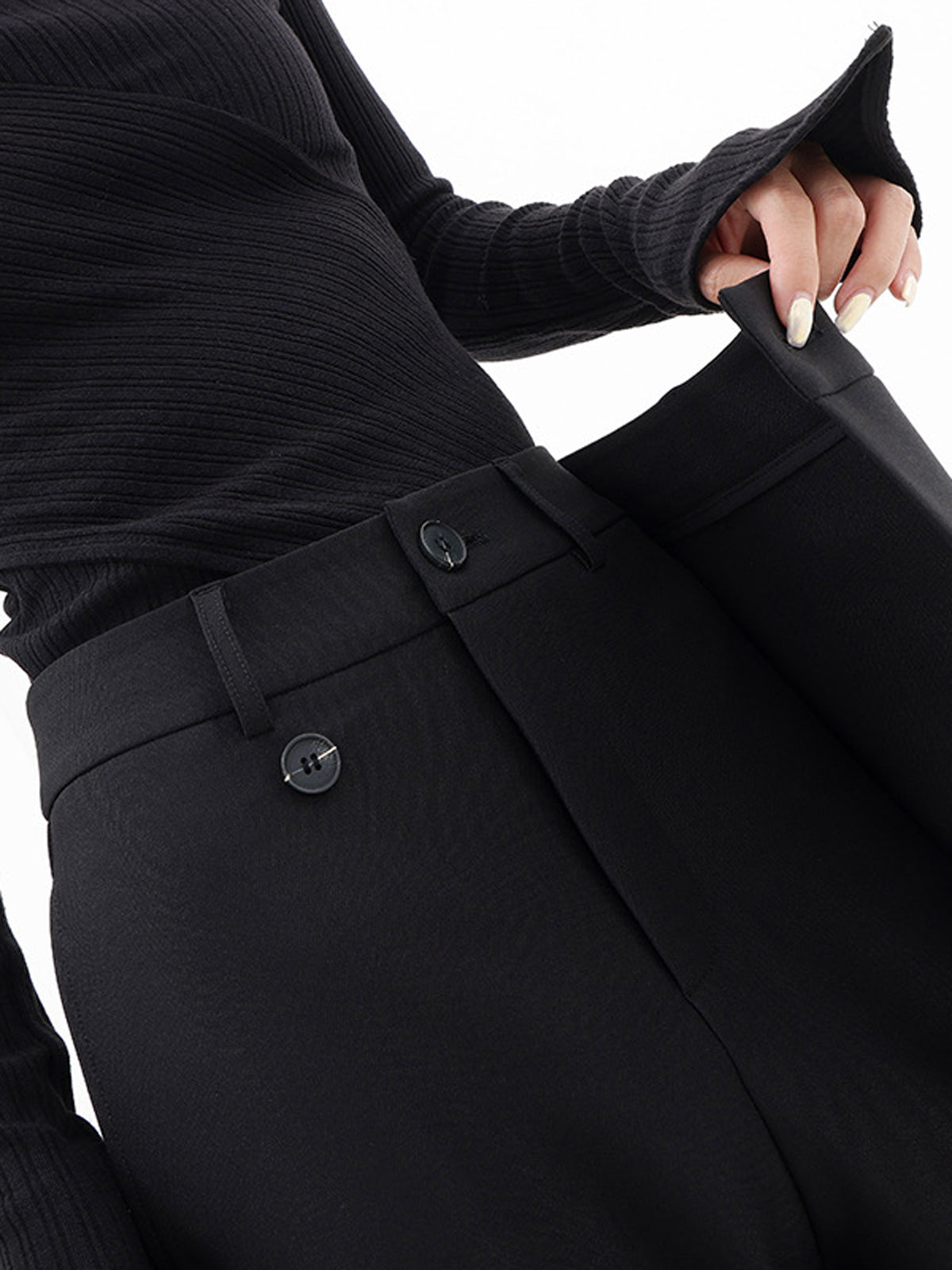 Asymmetrische Layer-Knopf-Weite-Bein-Hose