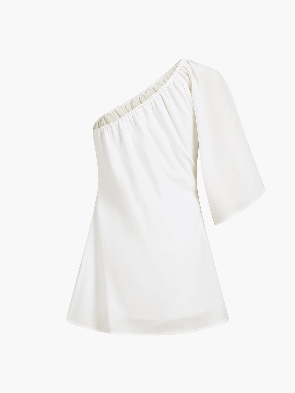 Ägäisches Baumwoll-Leinen-Minikleid mit einem Ärmel