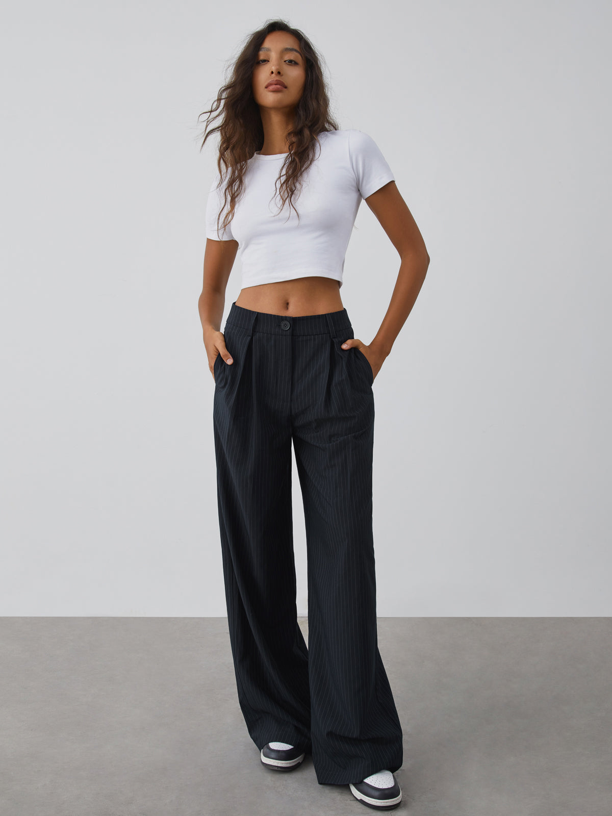 Shock Value Nadelstreifen-Hose mit weitem Bein