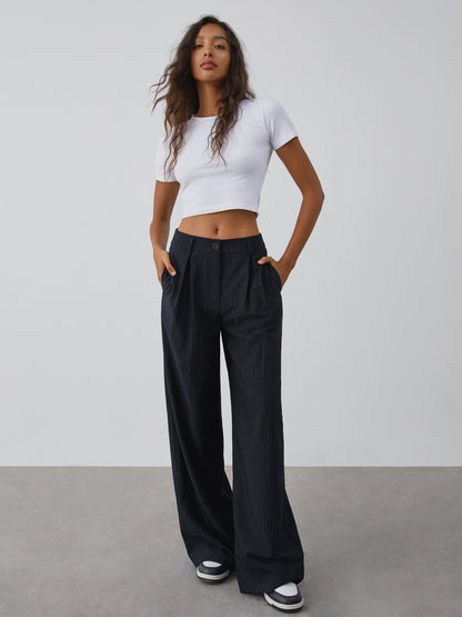 Shock Value Nadelstreifen-Hose mit weitem Bein