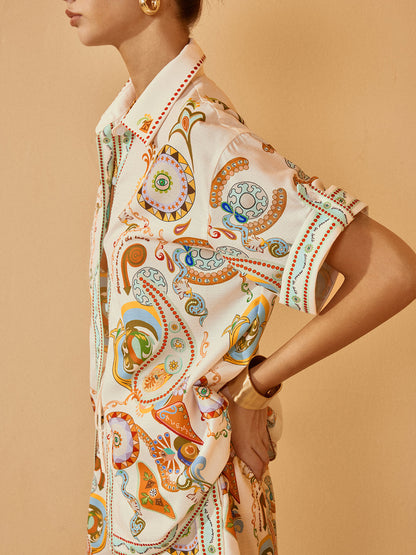 Polo-Print Halbarm-Shorts-Set