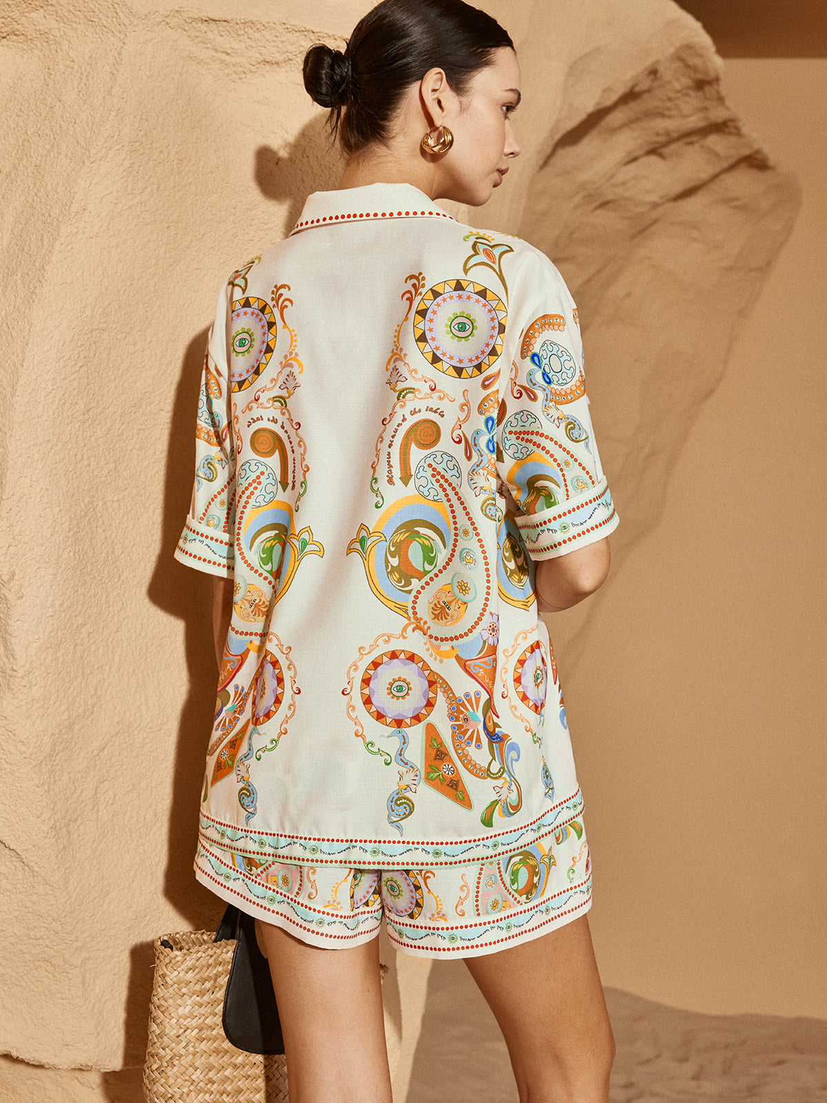 Polo-Print Halbarm-Shorts-Set