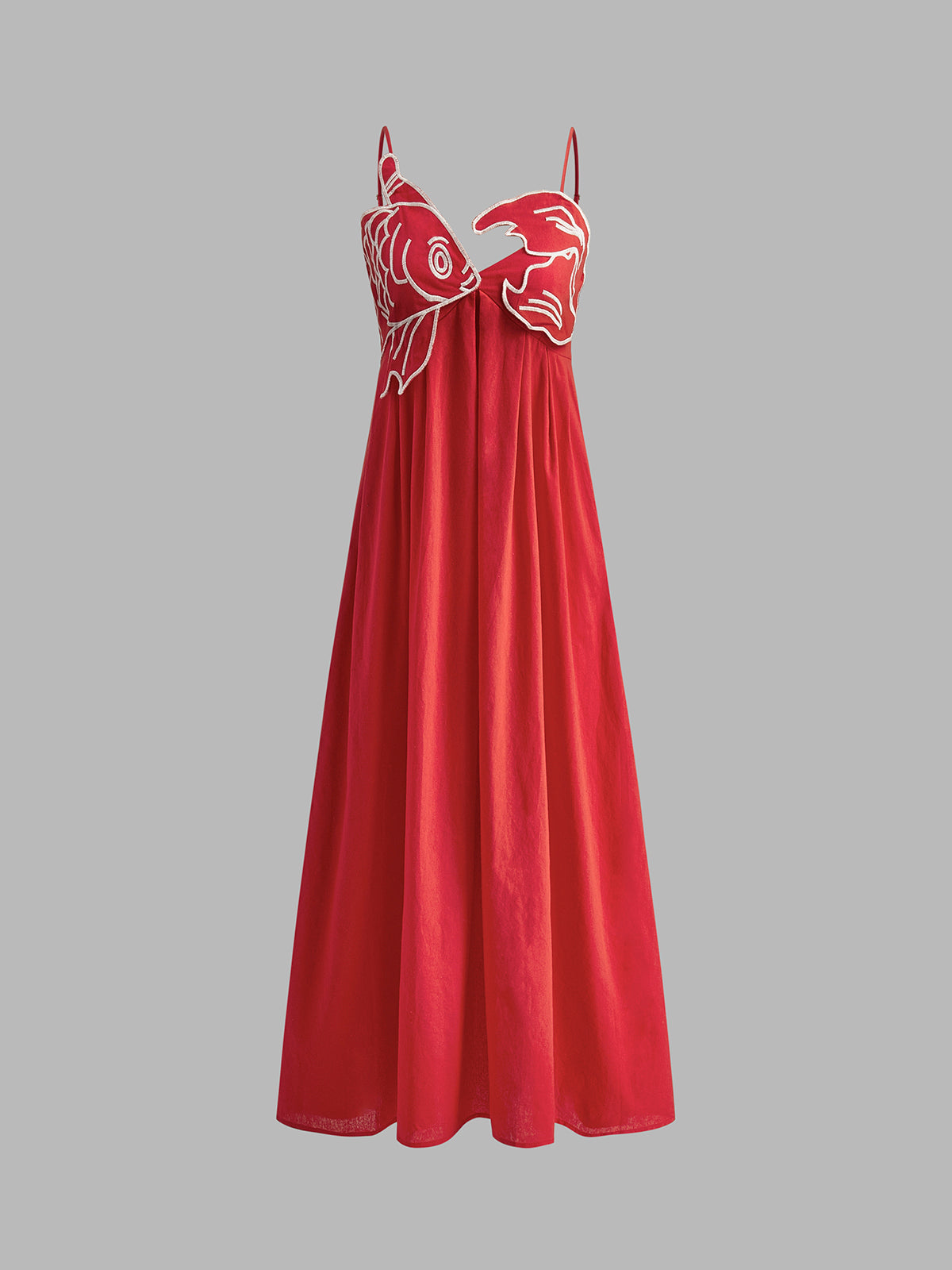 Halbtransparenter Cami-Kleid mit aufgesticktem Fischmotiv