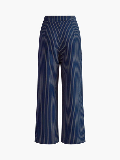 Gestreifte weite Bundfaltenhose