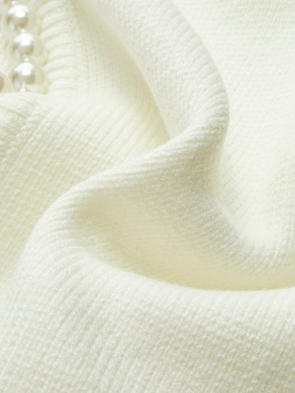 Cardigan mit Perlenbesatz und gefranstem Saum
