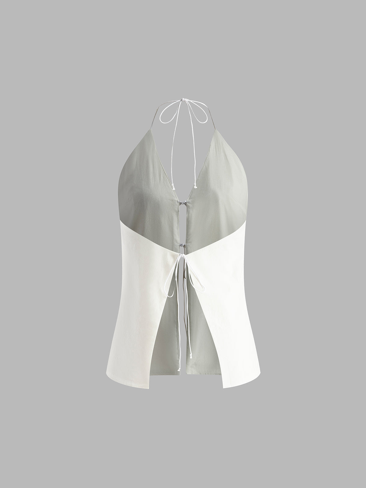 Rückenfreies Neckholder-Top aus Baumwolle & Leinen mit Shorts-Set