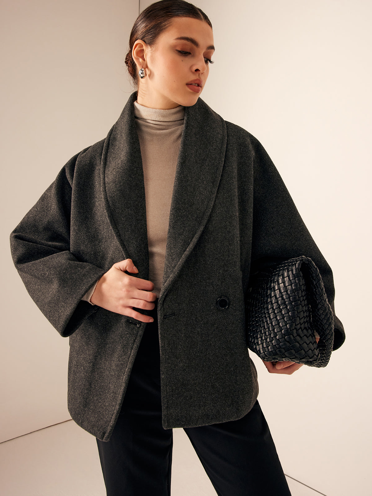 Tweedmantel mit weiten Taschen
