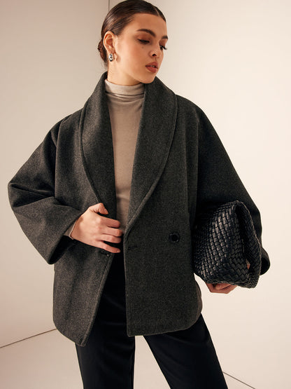 Tweedmantel mit weiten Taschen