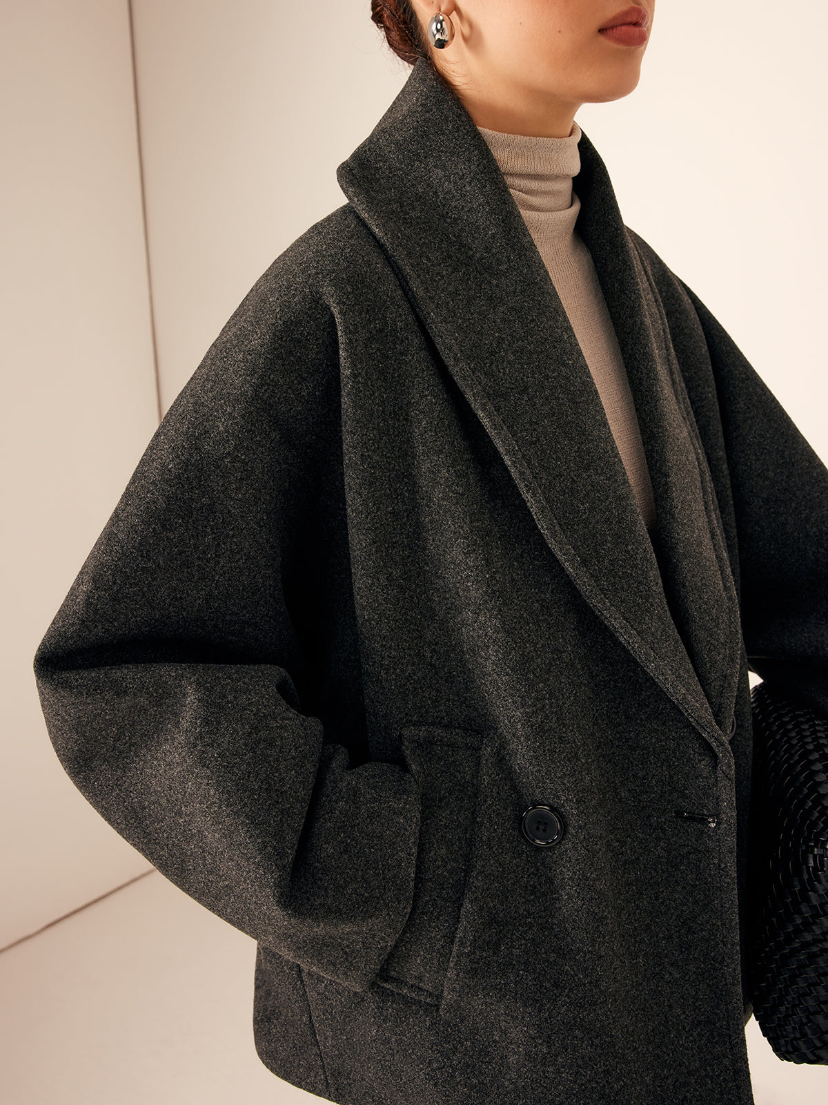 Tweedmantel mit weiten Taschen