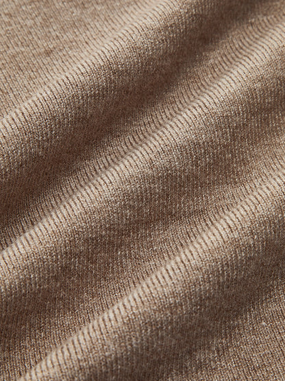 Asymmetrisches Patchwork-Strickoberteil mit langen Ärmeln und Stehkragen