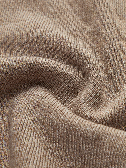 Asymmetrisches Patchwork-Strickoberteil mit langen Ärmeln und Stehkragen