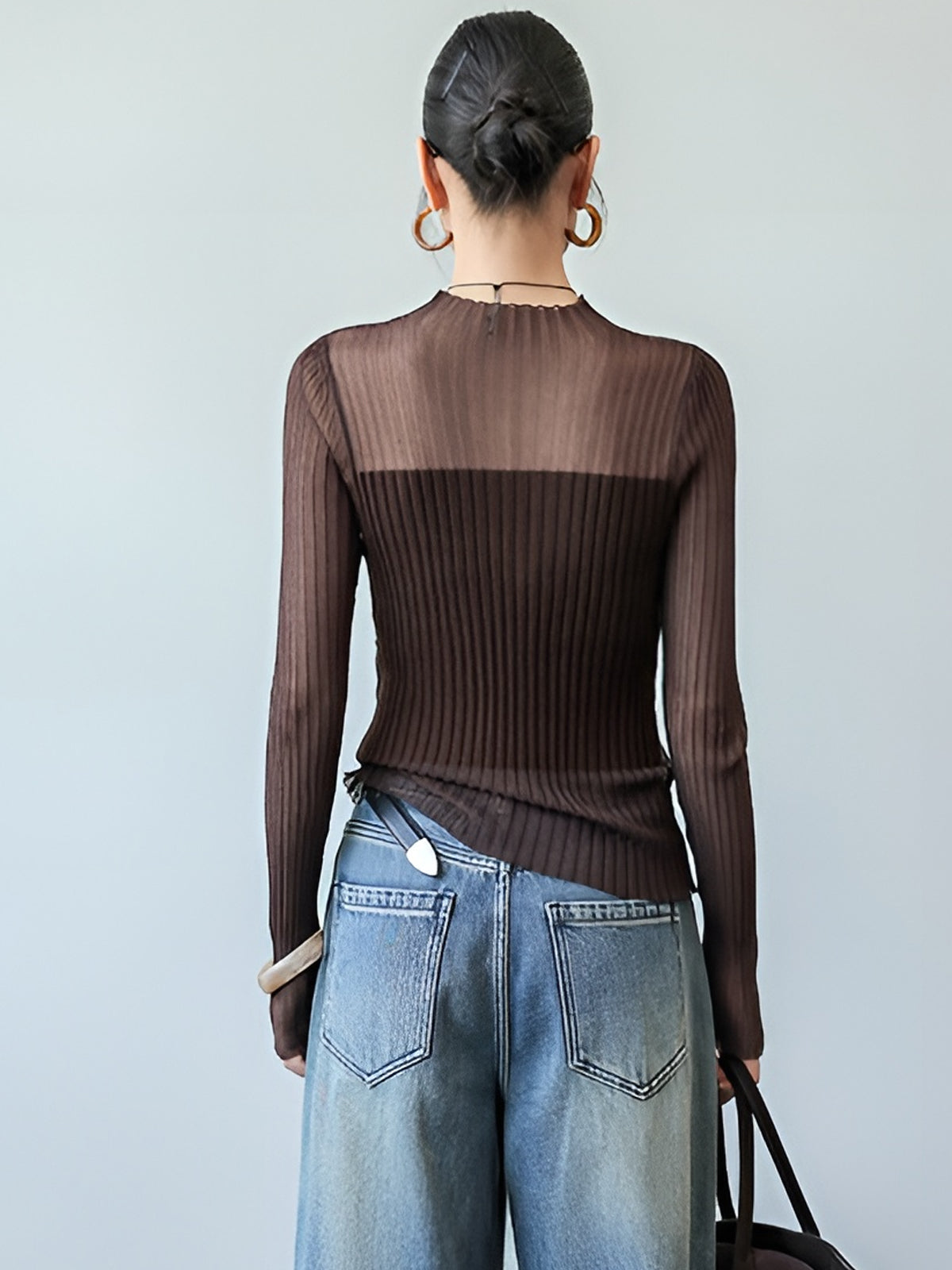 Transparenter Slim-Pullover