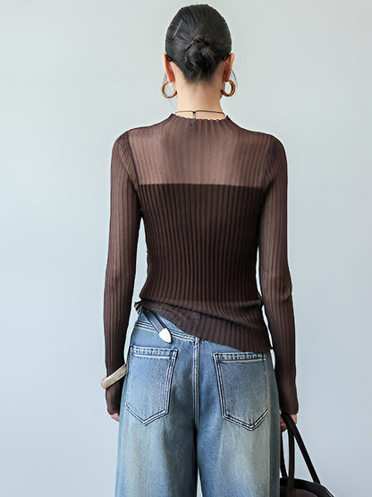 Transparenter Slim-Pullover