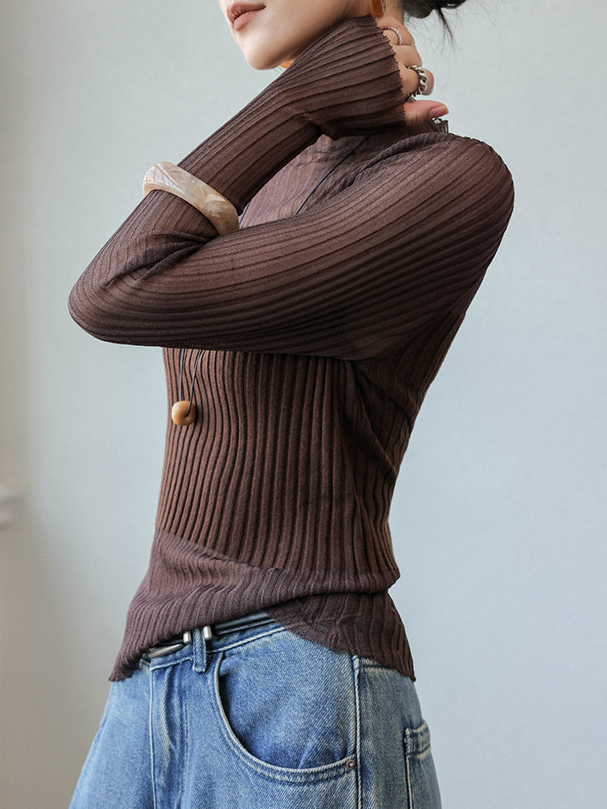Transparenter Slim-Pullover