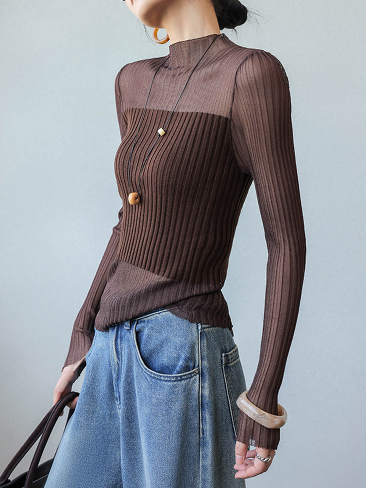 Transparenter Slim-Pullover