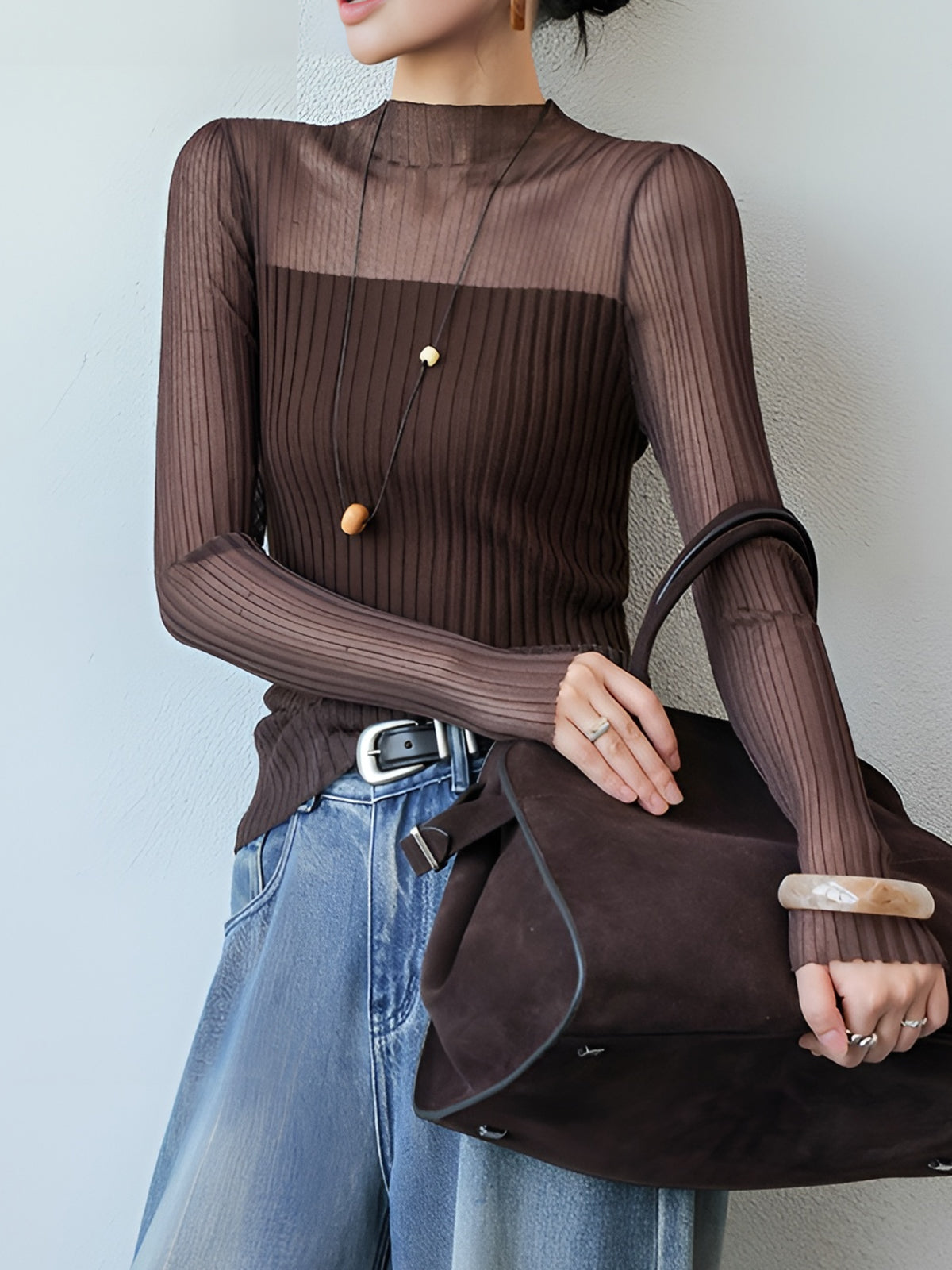 Transparenter Slim-Pullover