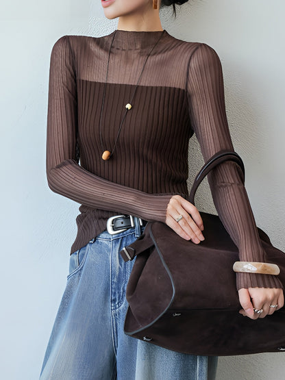 Transparenter Slim-Pullover