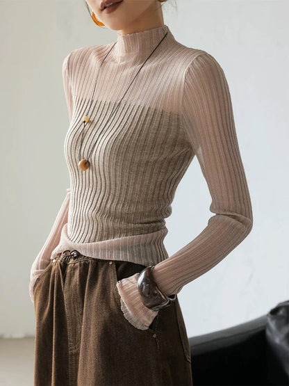 Transparenter Slim-Pullover