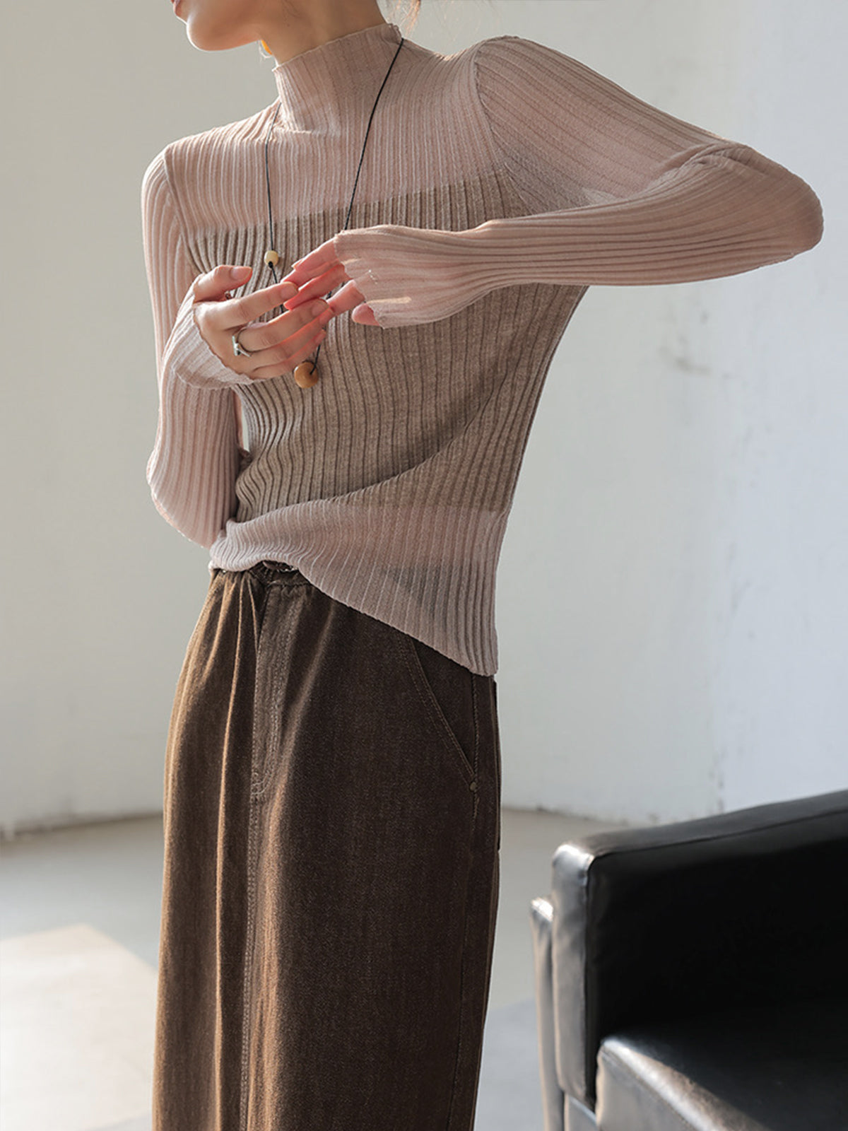 Transparenter Slim-Pullover