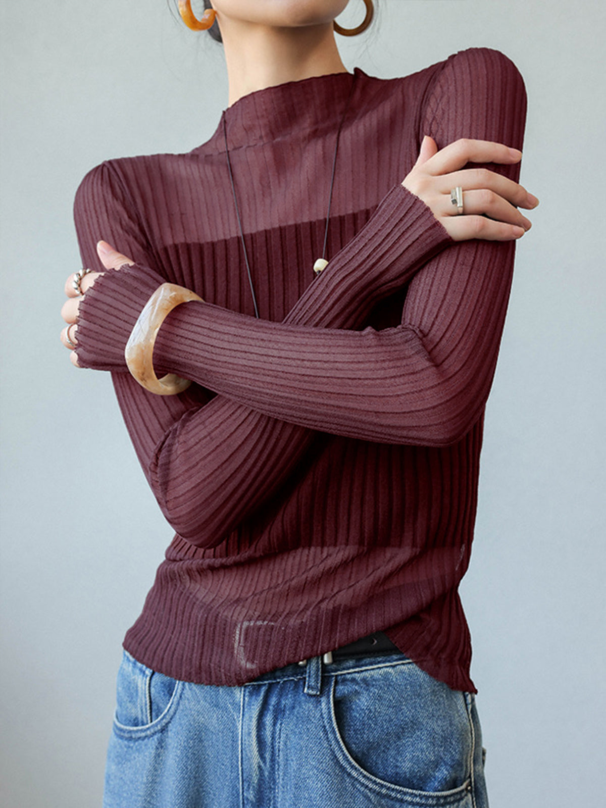 Transparenter Slim-Pullover