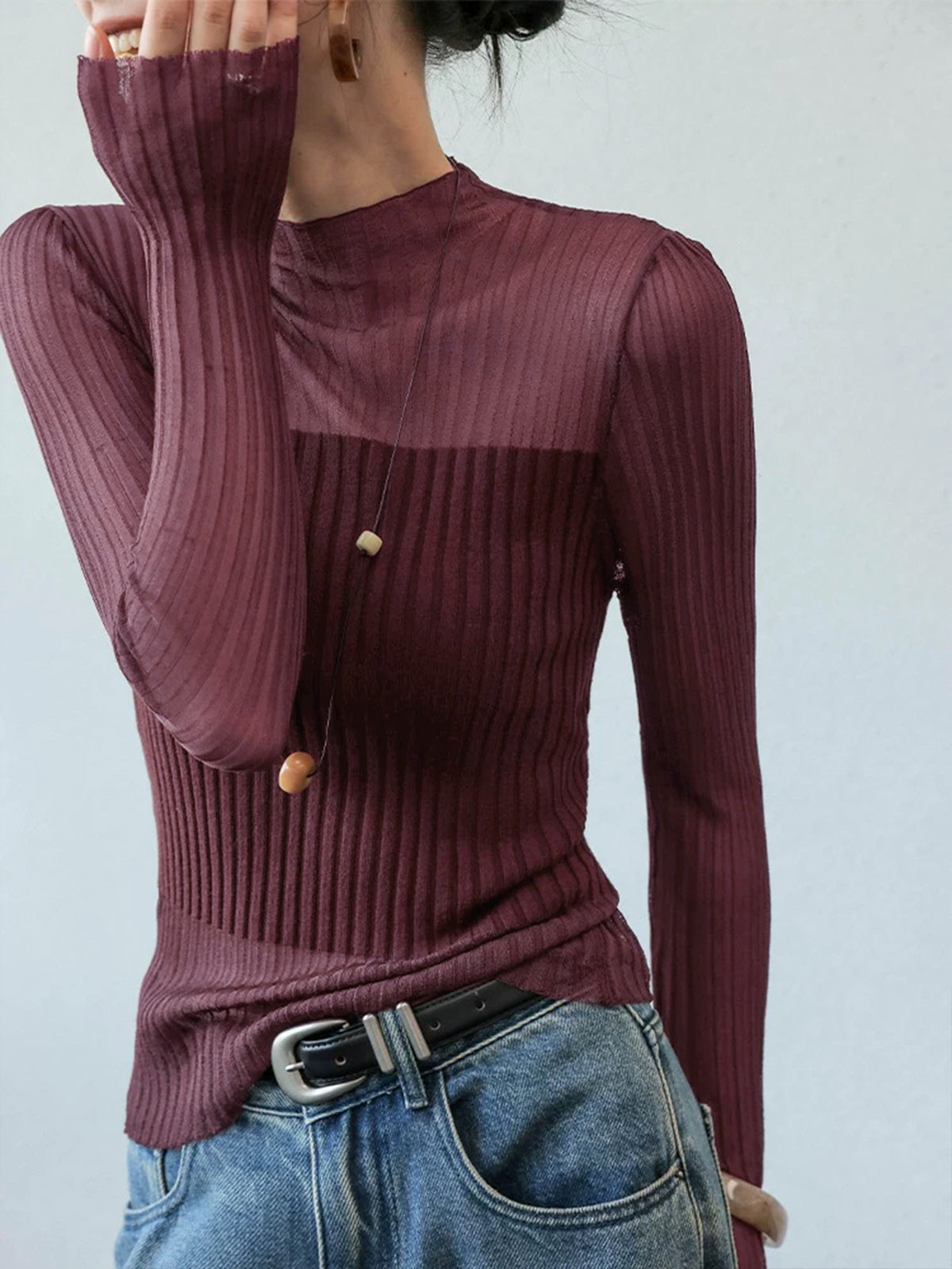 Transparenter Slim-Pullover