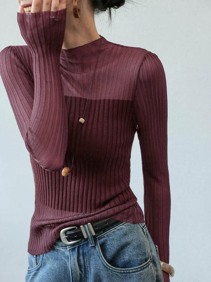 Transparenter Slim-Pullover