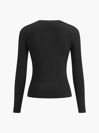 Geknöpftes figurbetontes Stricktop